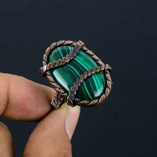 Green Malachite Gemstone Ring