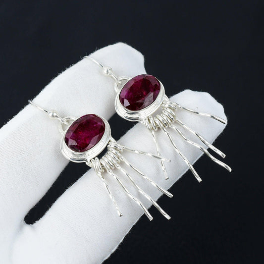 Red Ruby Gemstone Earrings