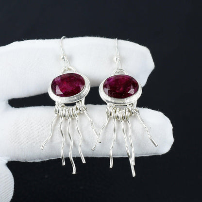 Red Ruby Gemstone Earrings