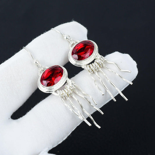 Red Garnet Sterling Silver Earrings