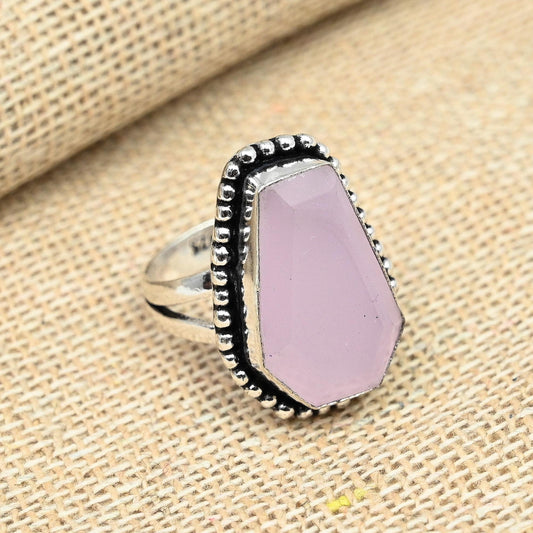 Pink Chalcedony Sterling Silver Ring