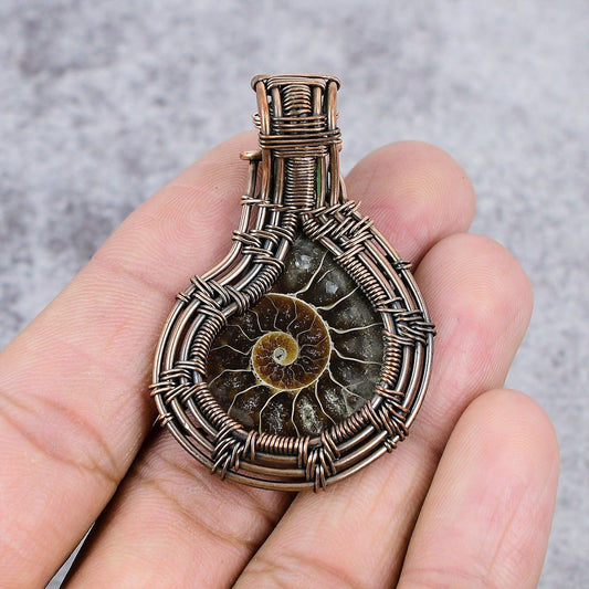 Copper Ammonite Gemstone Pendant