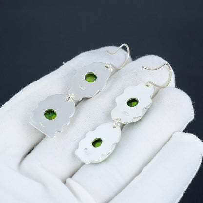 Green Copper Turquoise Gemstone Sterling Silver Earrings