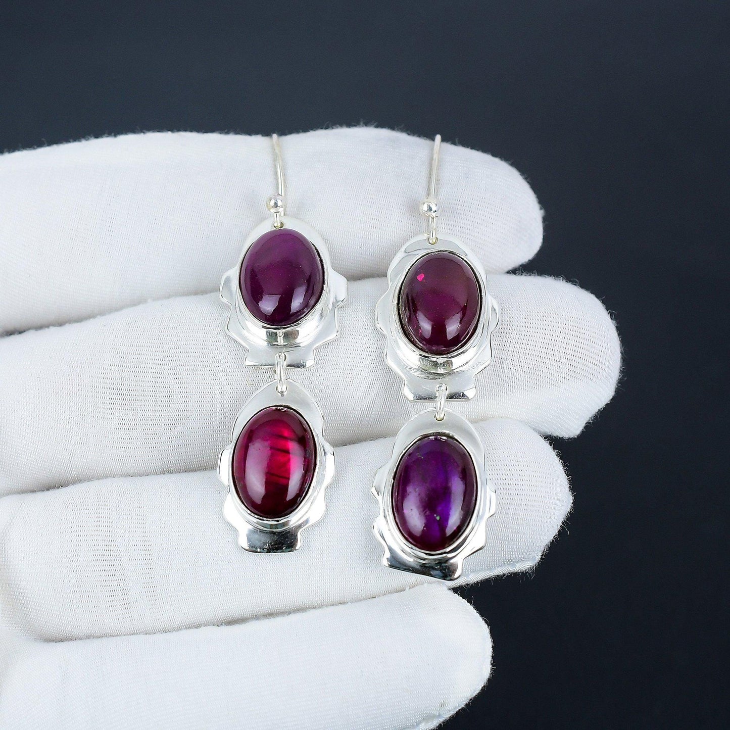 Pink Labradorite Gemstone Earrings