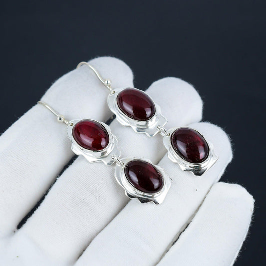 Red Labradorite 925 Sterling Silver Earrings