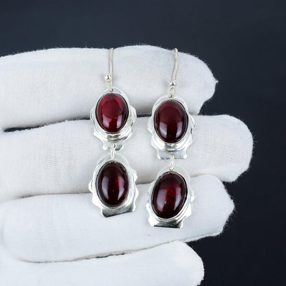 Red Labradorite 925 Sterling Silver Earrings