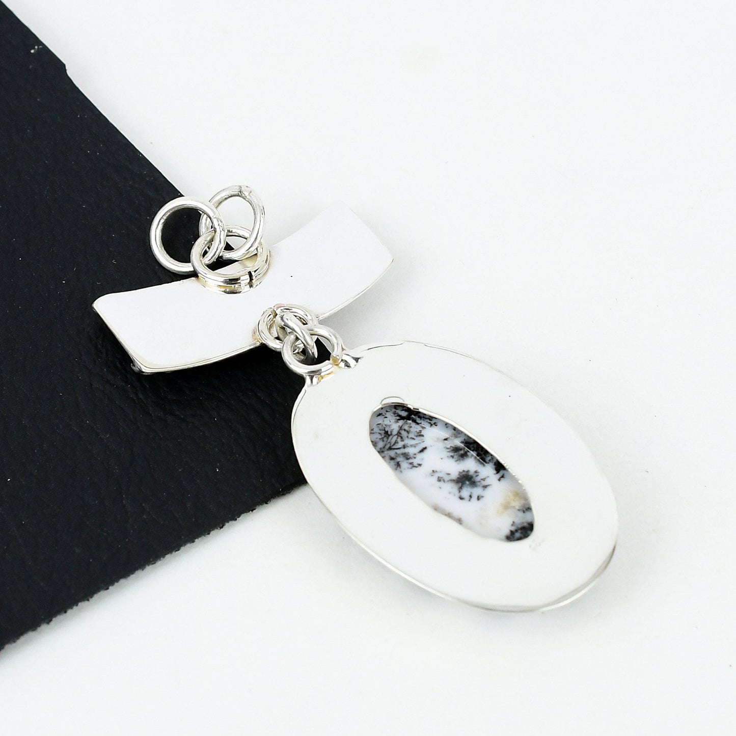 White Dendrite Opal Gemstone Pendant