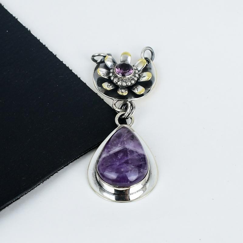 Purple Chevron Amethyst Gemstone Pendant