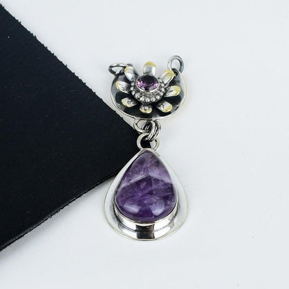 Purple Chevron Amethyst Gemstone Pendant