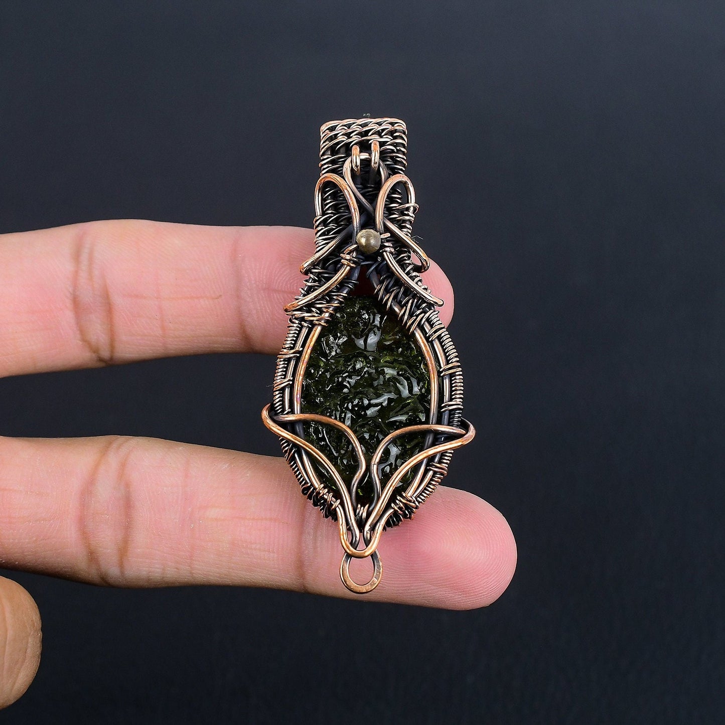 Green Moldavite Gemstone Pendant