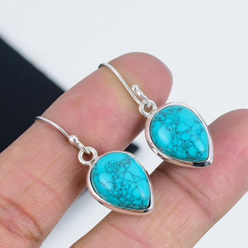Turquoise Sterling Silver Boho Earrings