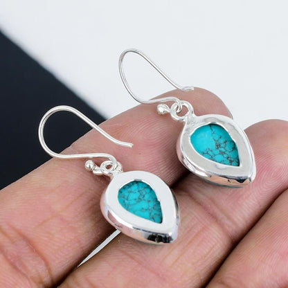 Turquoise Sterling Silver Boho Earrings
