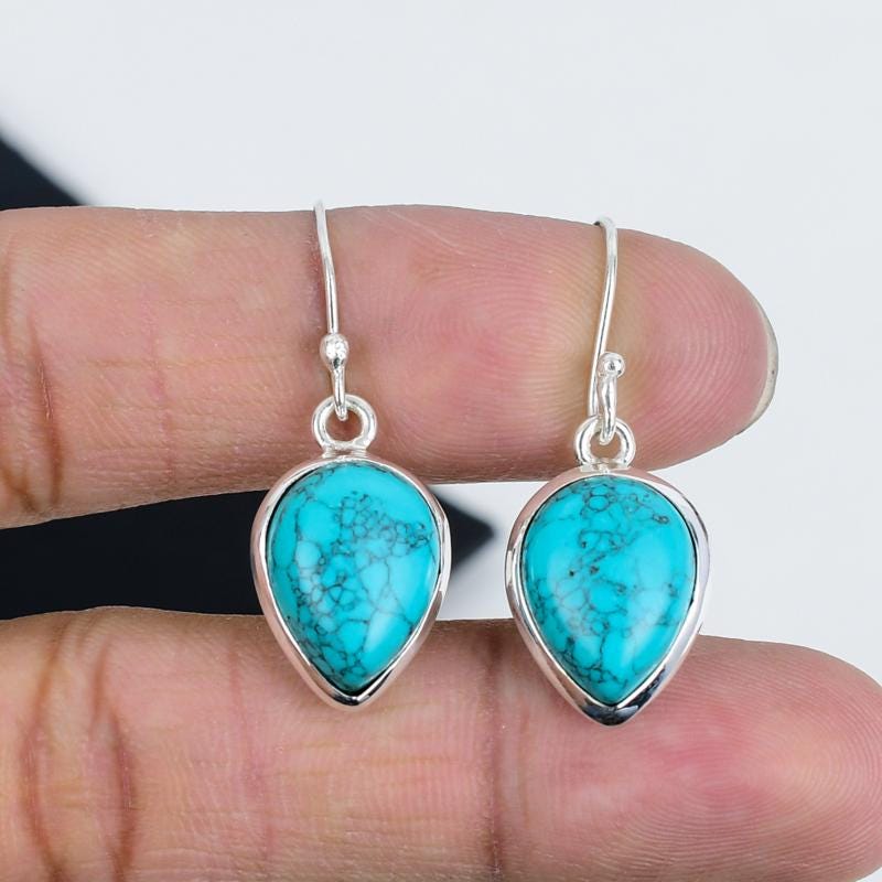 Turquoise Sterling Silver Boho Earrings
