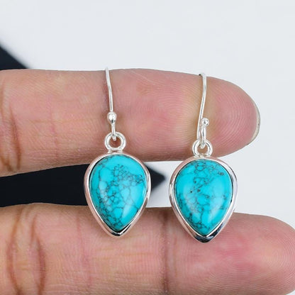 Turquoise Sterling Silver Boho Earrings