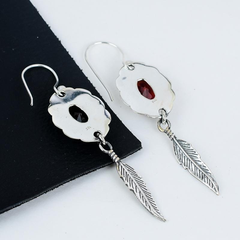 Red Garnet Gemstone Earrings