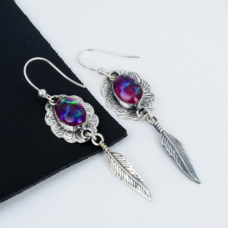 Blue Opal Gemstone Earrings