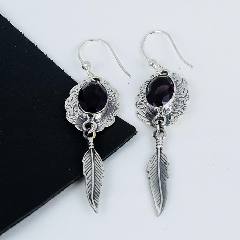 Purple Amethyst Sterling Silver Earrings