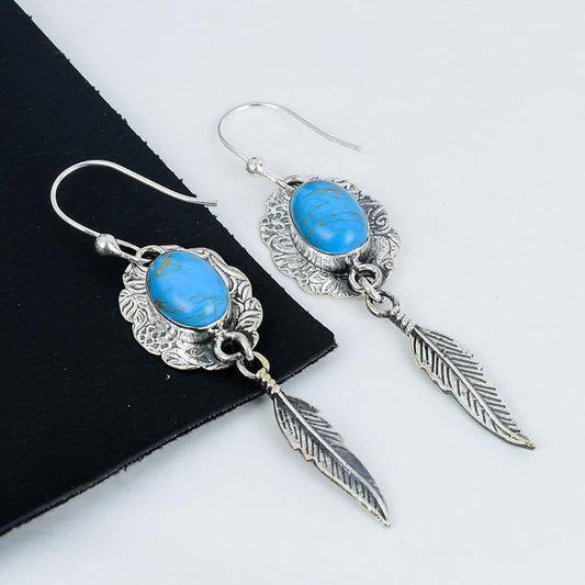 Turquoise Gemstone Sterling Silver Earrings