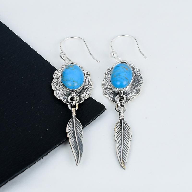 Turquoise Gemstone Sterling Silver Earrings