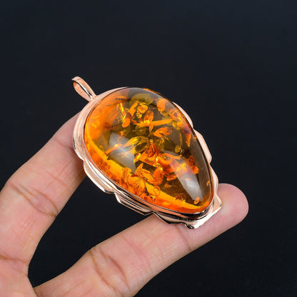 Golden Amber Gemstone Pendant