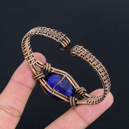 Blue Sapphire Gemstone Cuff Bracelet