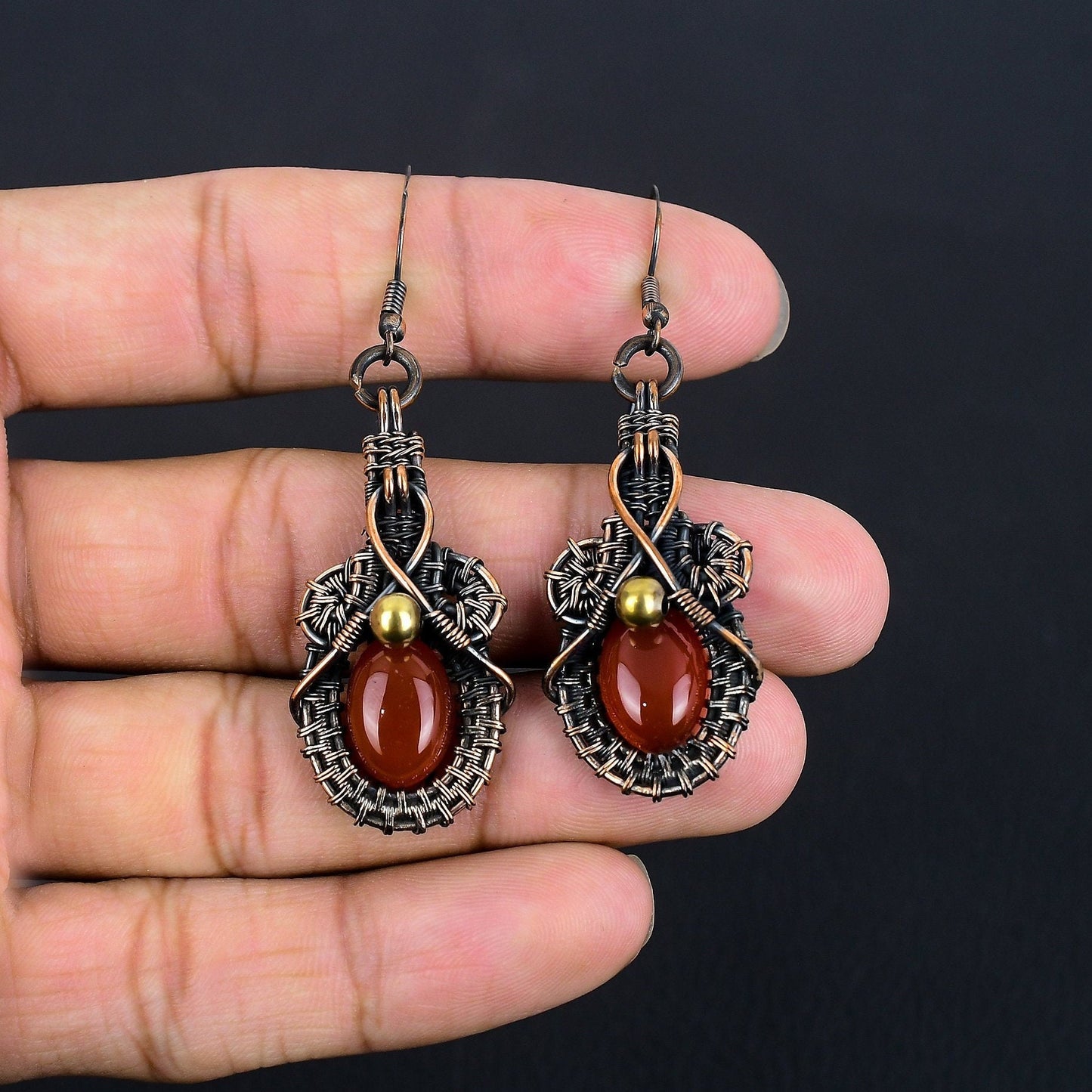 Orange Carnelian Gemstone Earrings