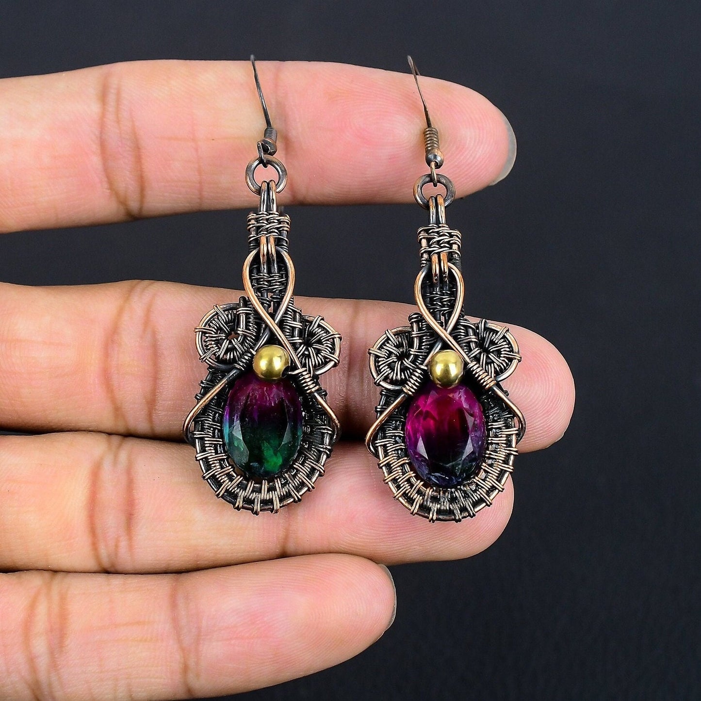 Watermelon Tourmaline Gemstone Earrings