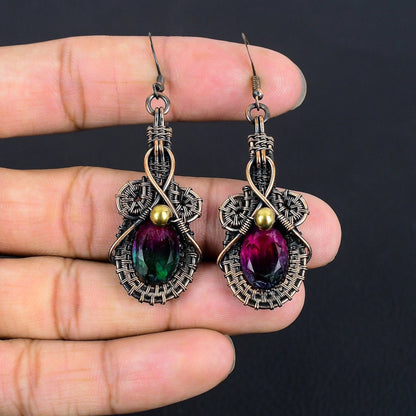 Watermelon Tourmaline Gemstone Earrings