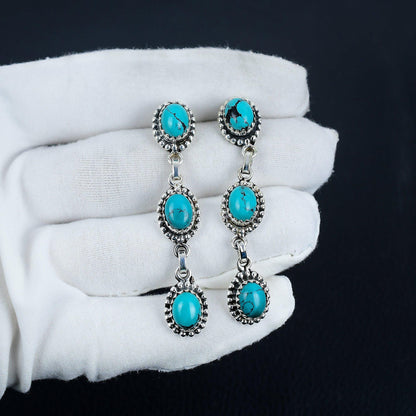 Turquoise Gemstone Sterling Silver Earrings