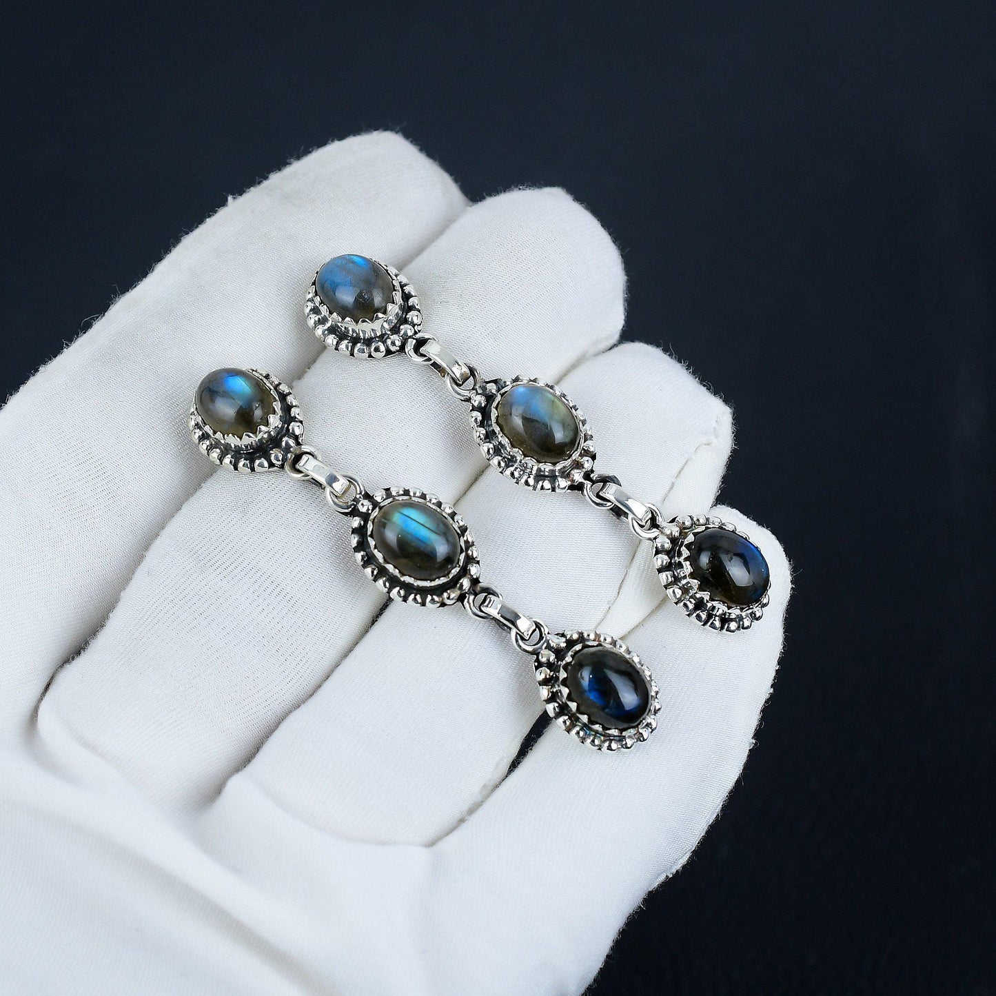 Blue Labradorite Gemstone Earrings