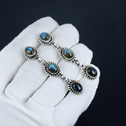 Blue Labradorite Gemstone Earrings