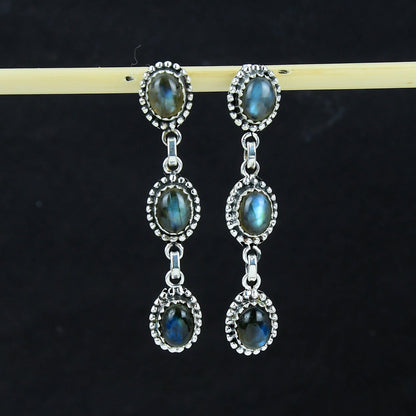 Blue Labradorite Gemstone Earrings