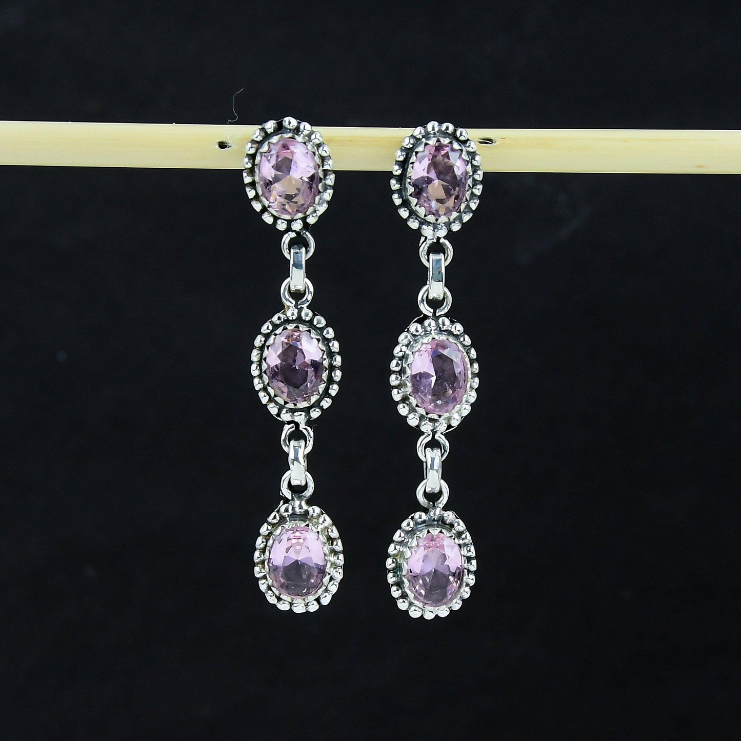 Pink Kunzite Gemstone Earrings
