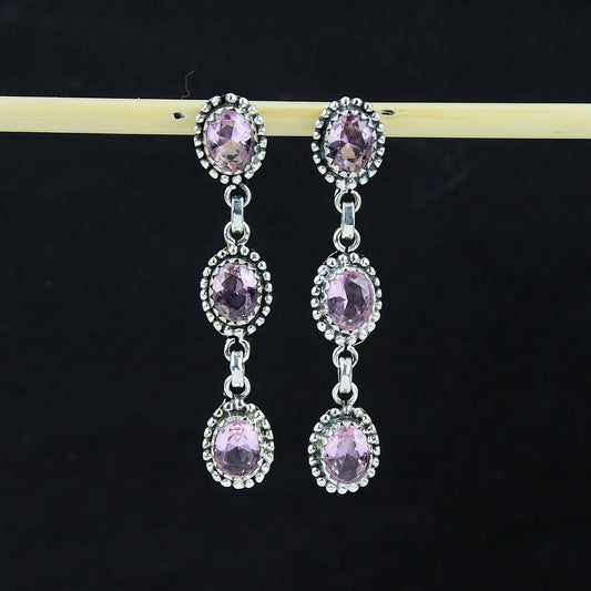Pink Kunzite Gemstone Earrings