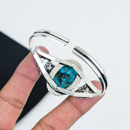 Tibetan Turquoise Silver Cuff Bracelet