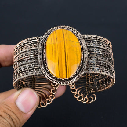 Brown Tiger Eye Gemstone Cuff Bracelet