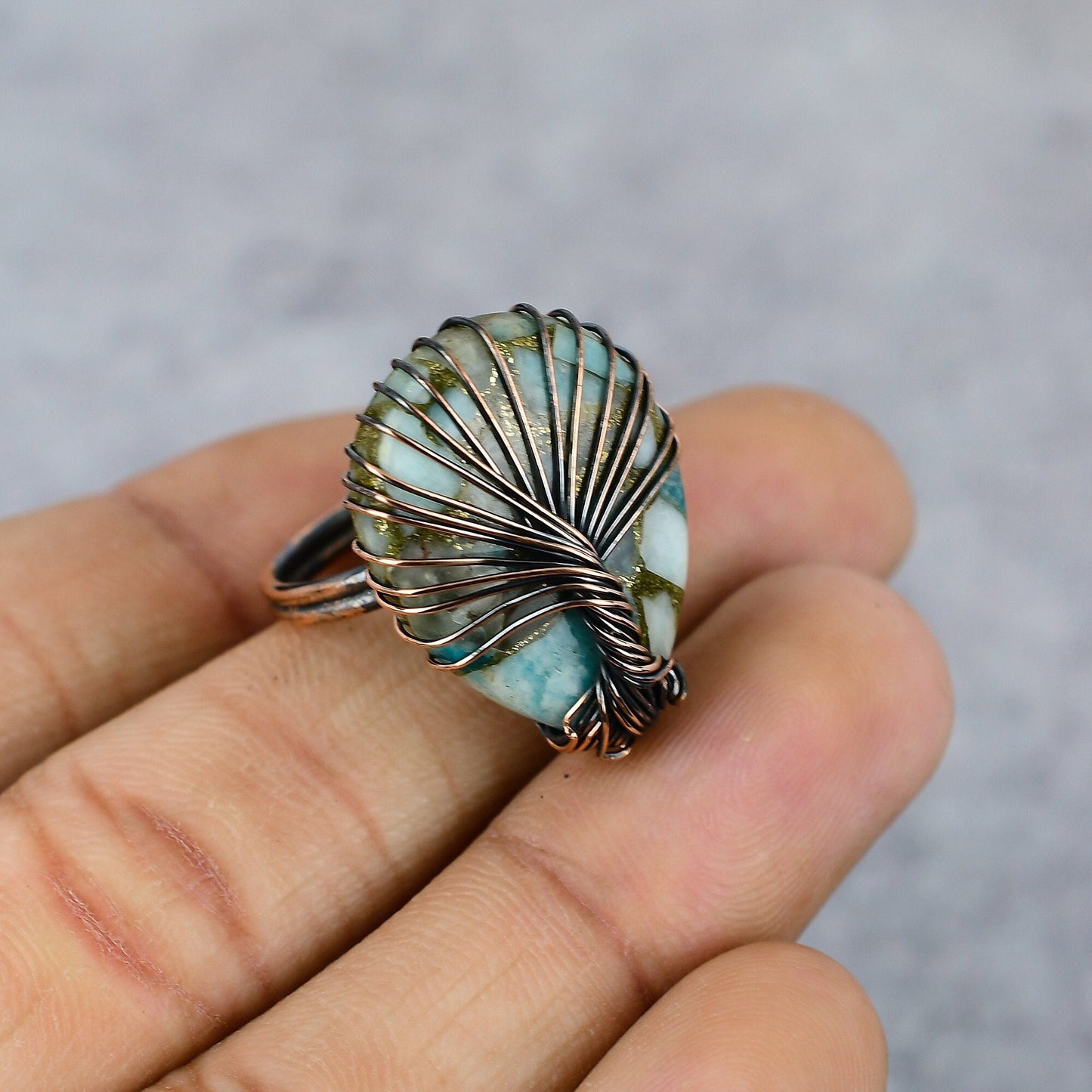 Blue Larimar Gemstone Ring