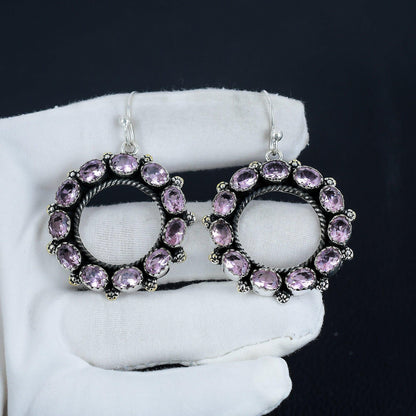 Pink Kunzite Gemstone Sterling Silver Earrings