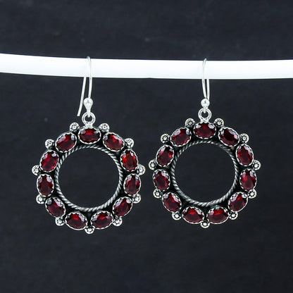 Red Garnet Sterling Silver Earrings