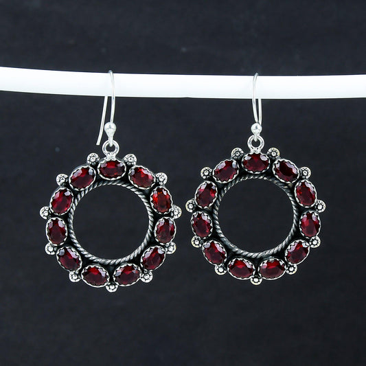 Red Garnet Sterling Silver Earrings