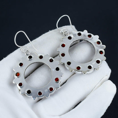 Red Garnet Sterling Silver Earrings