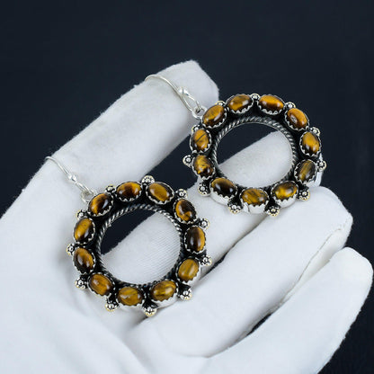 Brown Tiger Eye Gemstone Earrings