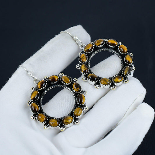 Brown Tiger Eye Gemstone Earrings