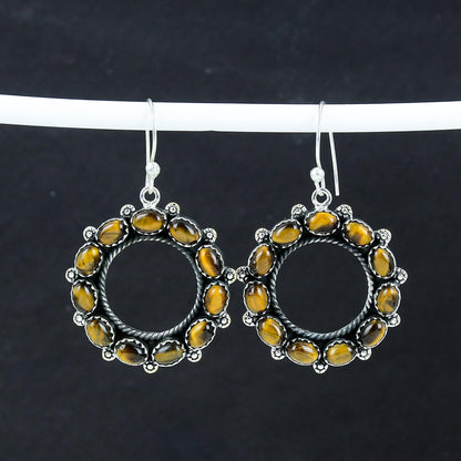 Brown Tiger Eye Gemstone Earrings