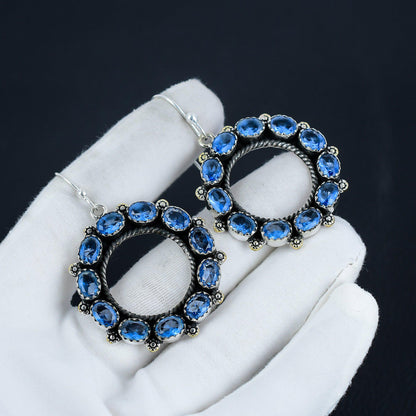 Swiss Blue Topaz Gemstone Sterling Silver Earrings