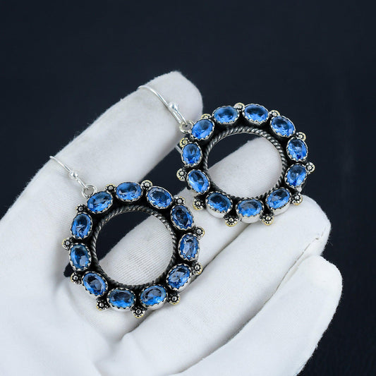 Swiss Blue Topaz Gemstone Sterling Silver Earrings