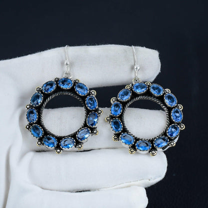 Swiss Blue Topaz Gemstone Sterling Silver Earrings