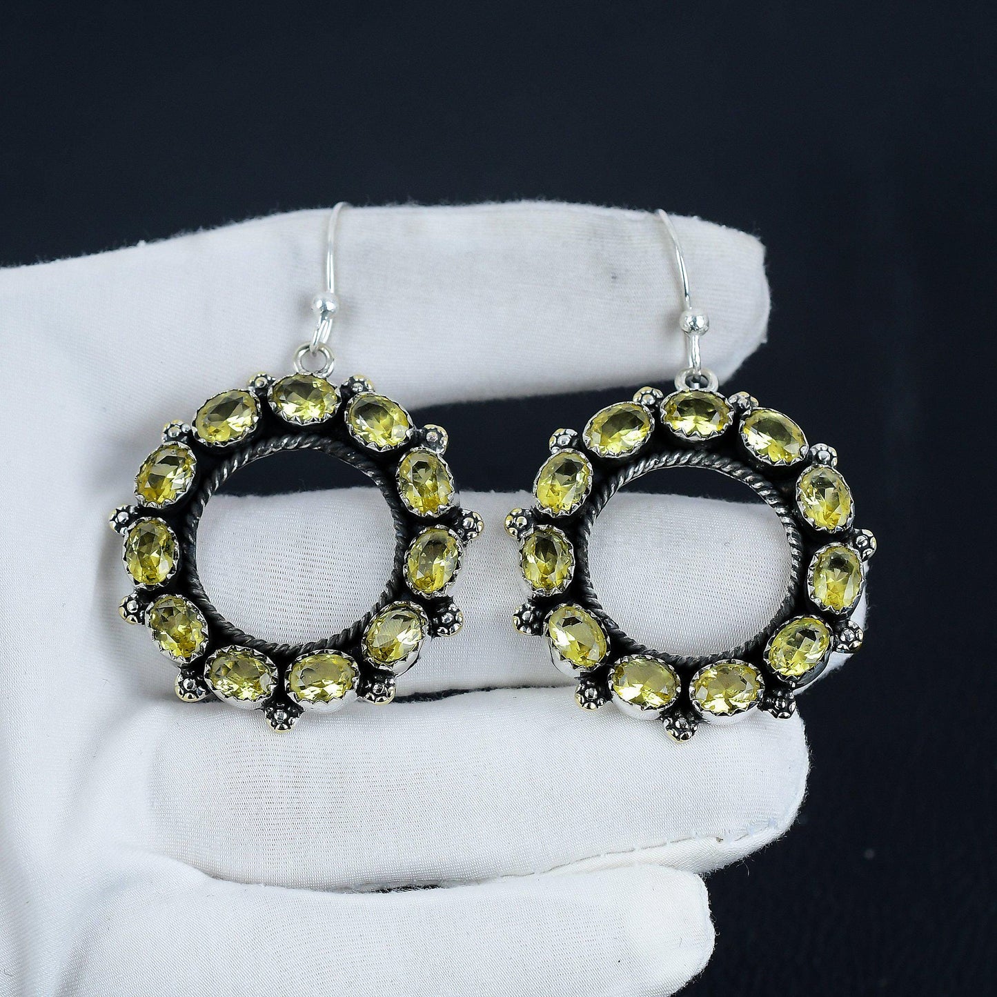 Yellow Citrine Gemstone Earrings