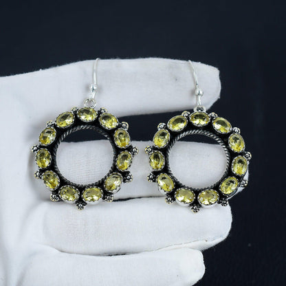Yellow Citrine Gemstone Earrings