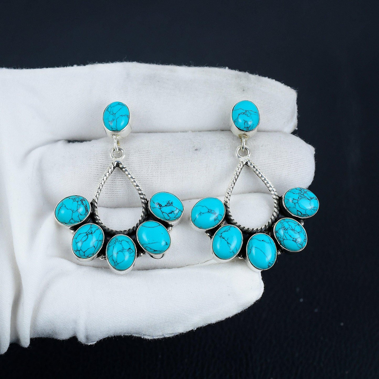 Turquoise Sterling Silver Boho Earrings